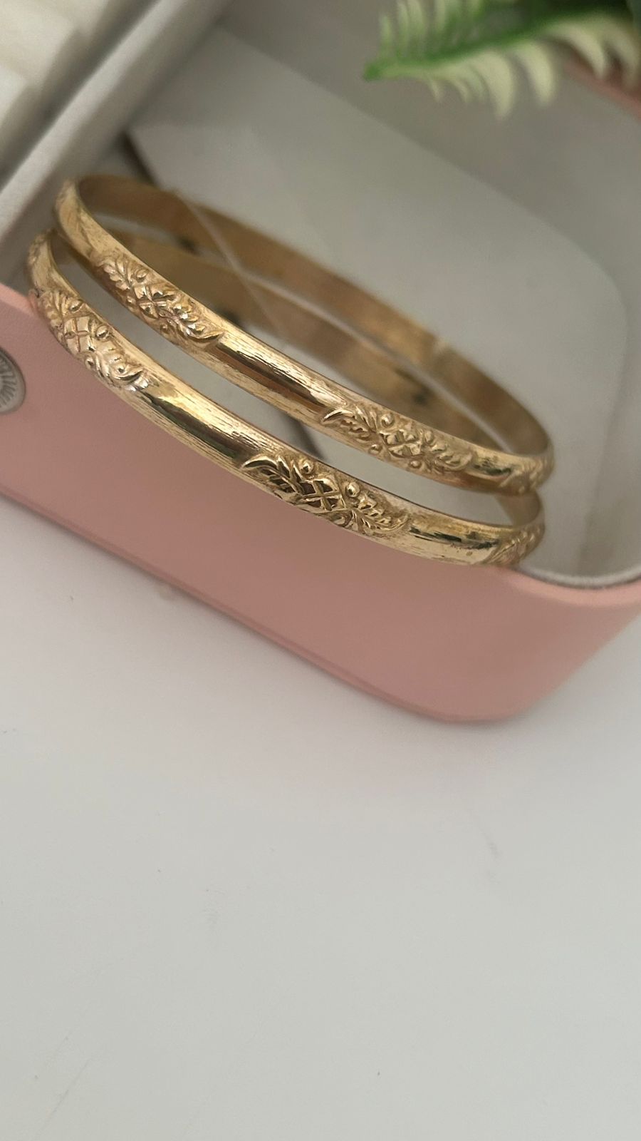 Classic Five-Metal Floral Bangles Pair – Unpolished Panchaloha Bangles