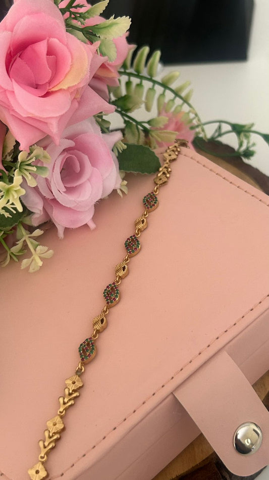 Panchaloham unpolished  Antique Floral Motif Bracelet – Daily & Festive Wear