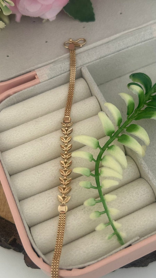 Unpolished Panchaloham Leaf Chain Bracelet