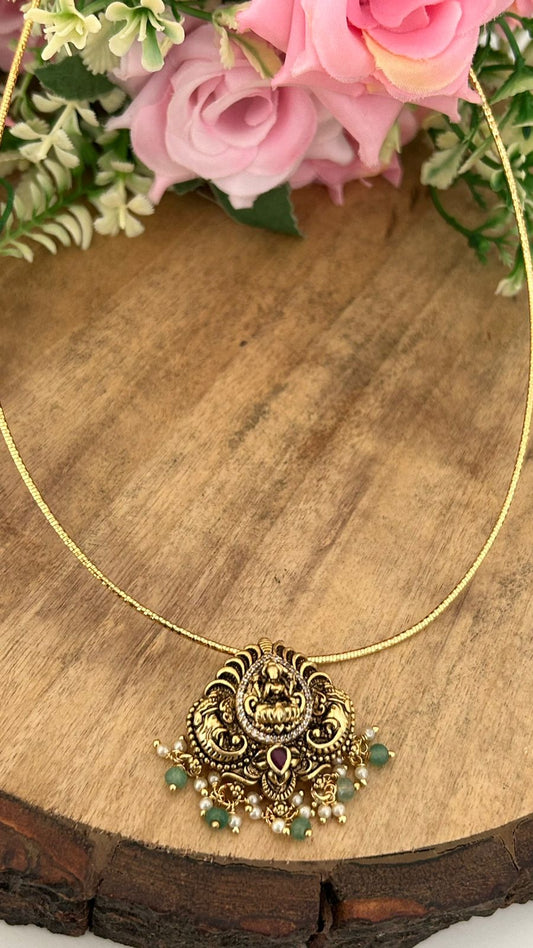 Traditional Temple Necklace with Lakshmi Pendant