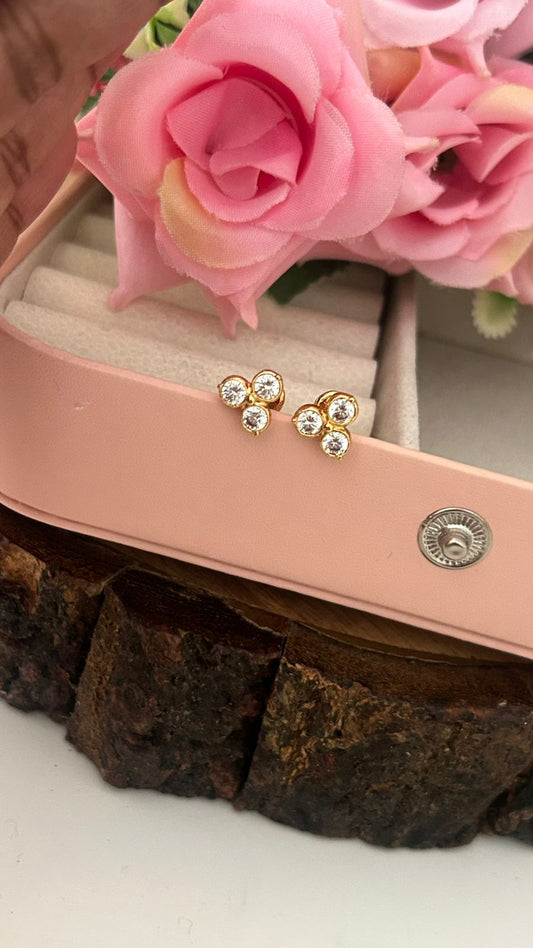 Polished Panchaloham Triple-Stone Stud Earrings – Medium Size