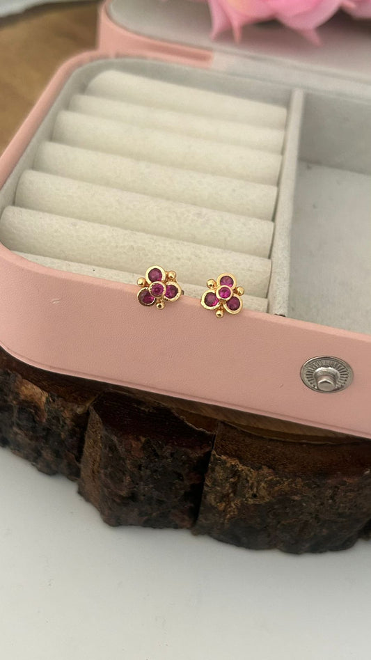 Classic Panchaloham full Ruby Stud earrings– South Indian Heritage Jewelry Design"