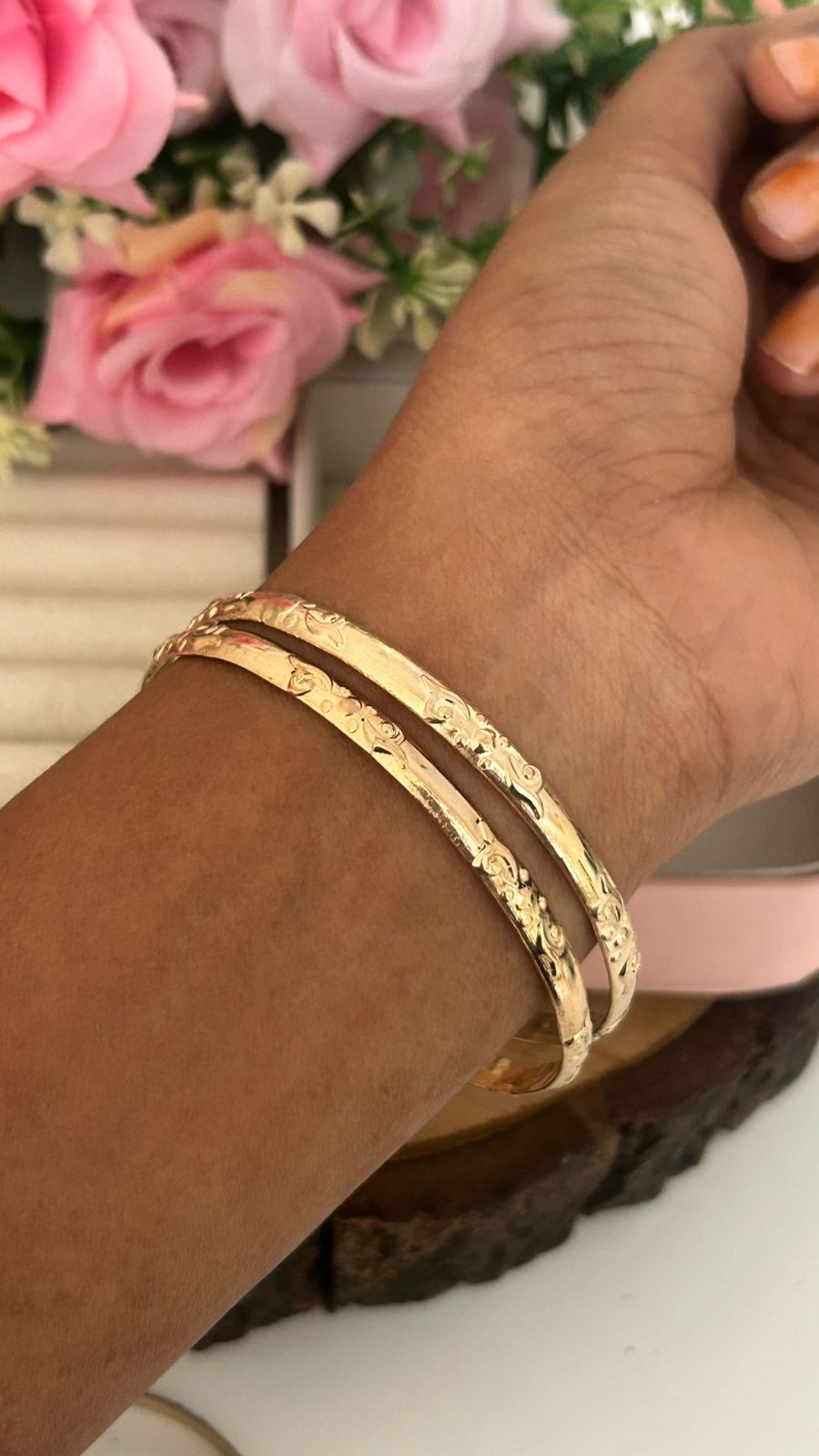 Classic Panchaloham Engraved Bangles – Antique Look (Pair of 2)