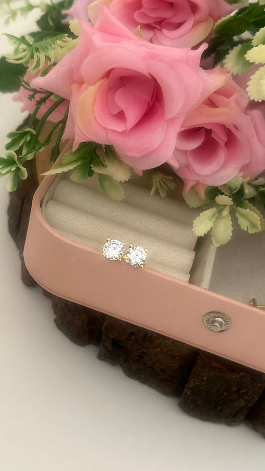 Classic Round Stone Polished Panchaloham Stud Earrings – Daily Wear | Divine Finish