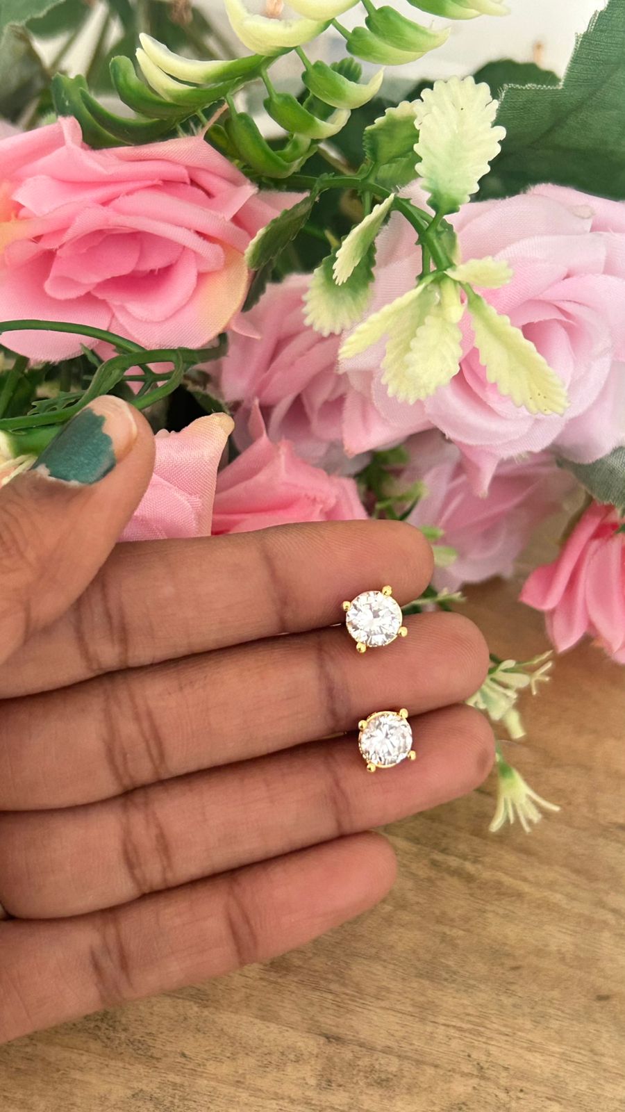 Classic Round Stone Polished Panchaloham Stud Earrings – Daily Wear | Divine Finish