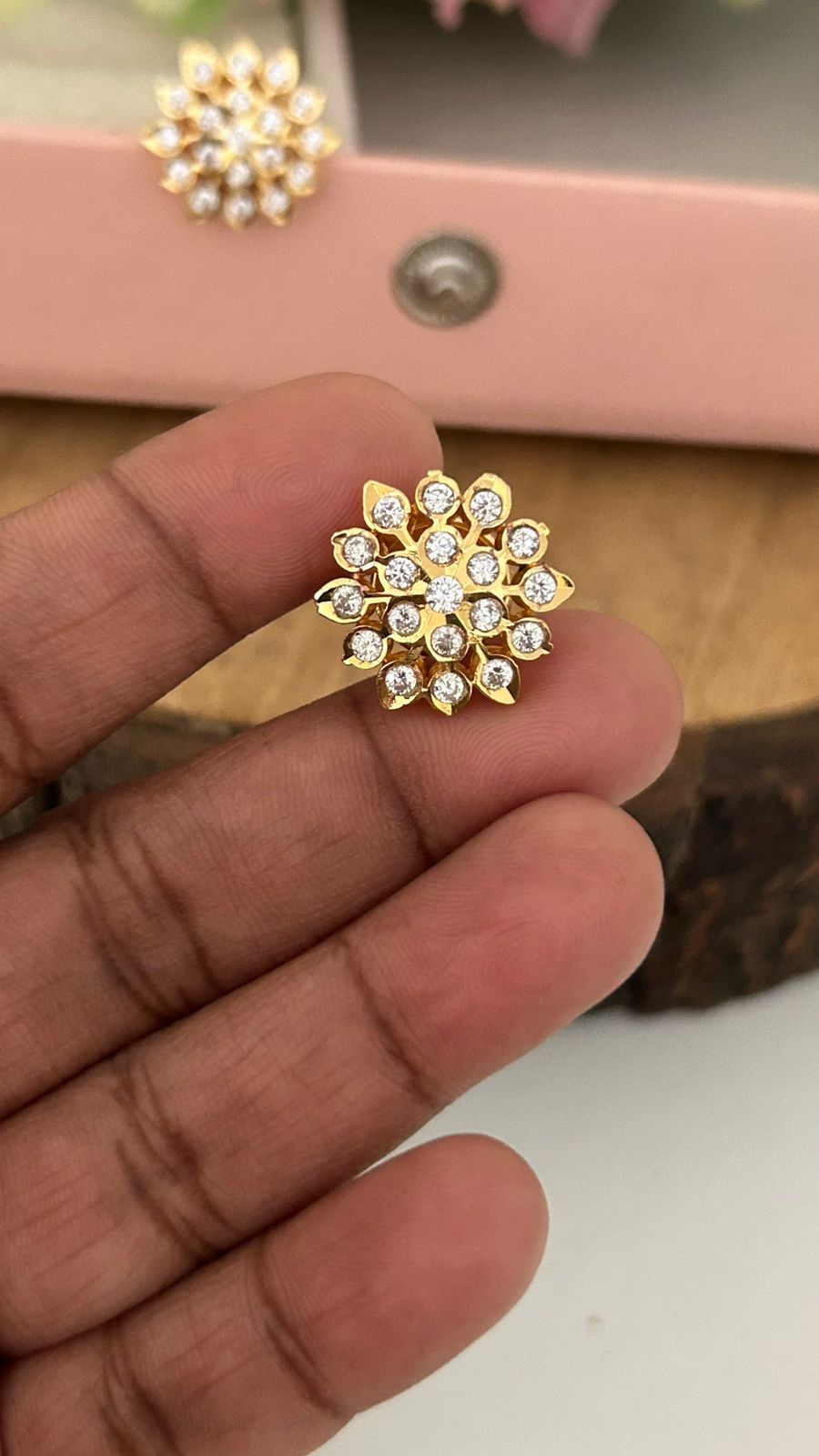 SnowBloom Floral Panchaloham polished Studs – Lightweight Traditional Daily Wear Earrings