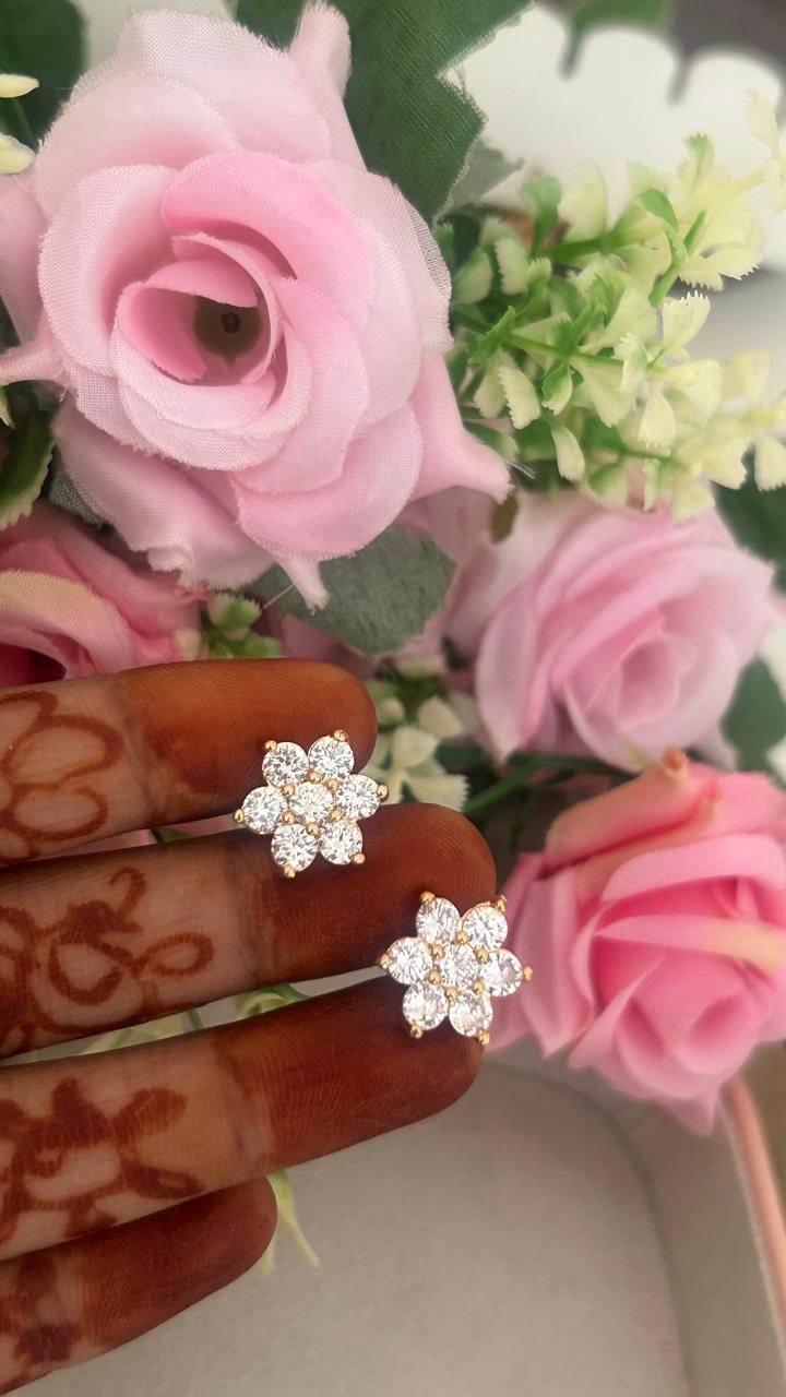 Floral Spark Panchaloham Stud Earrings with polished