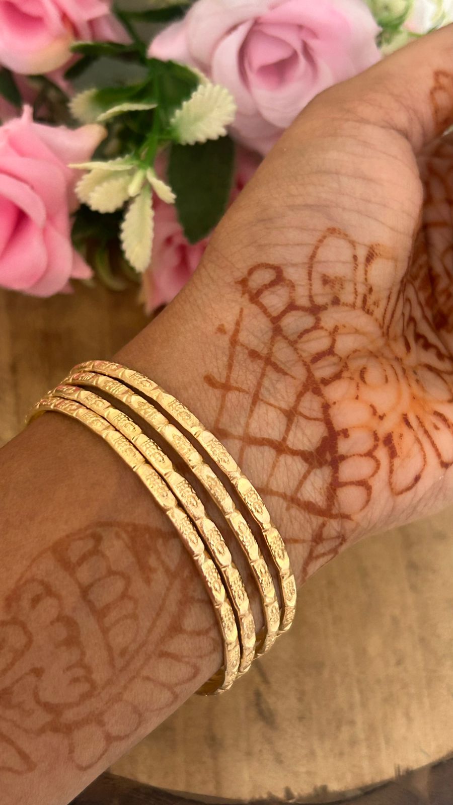 Panchaloham Unpolished Lakshmi Devi Bangles pack of 4 | Traditional Temple Carved Daily Wear