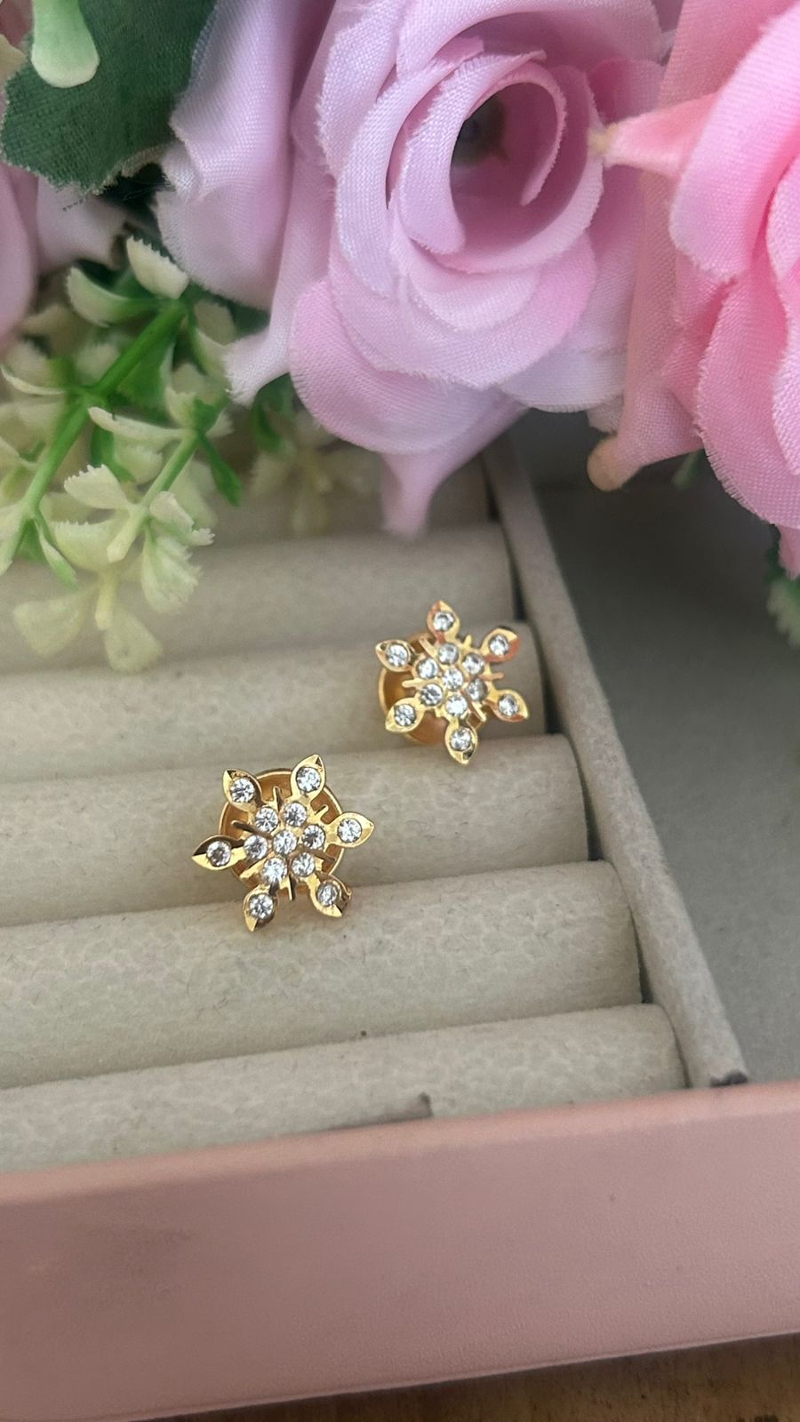 Floral Design Panchaloham Stud Earrings – Polished