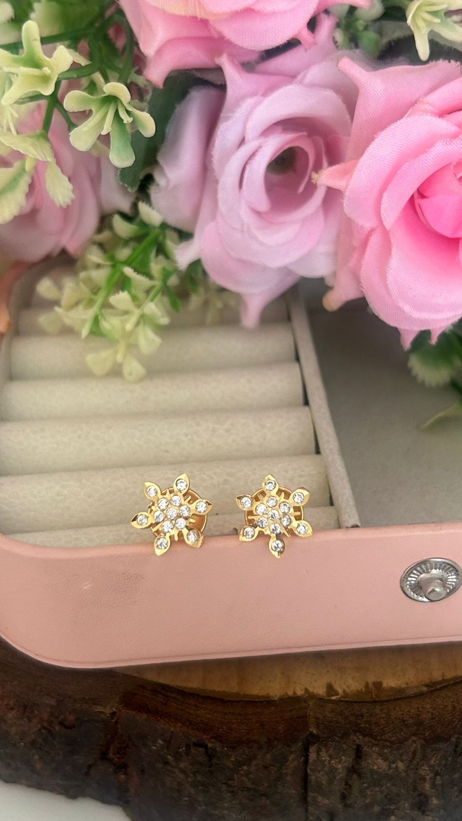 Floral Design Panchaloham Stud Earrings – Polished
