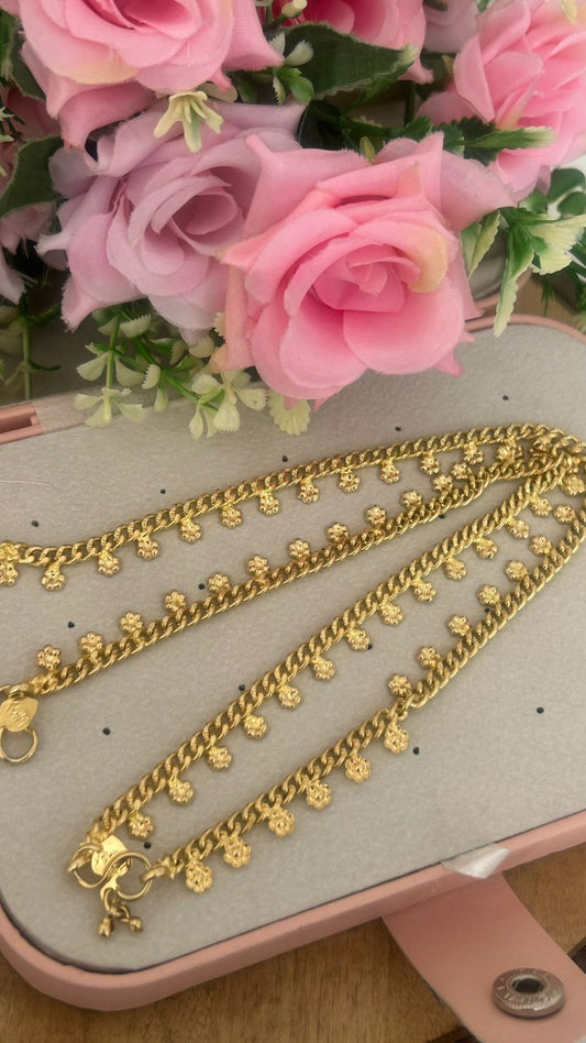 Traditional Panchaloham Payal with Flower Drops in 10 n half inch unpolished