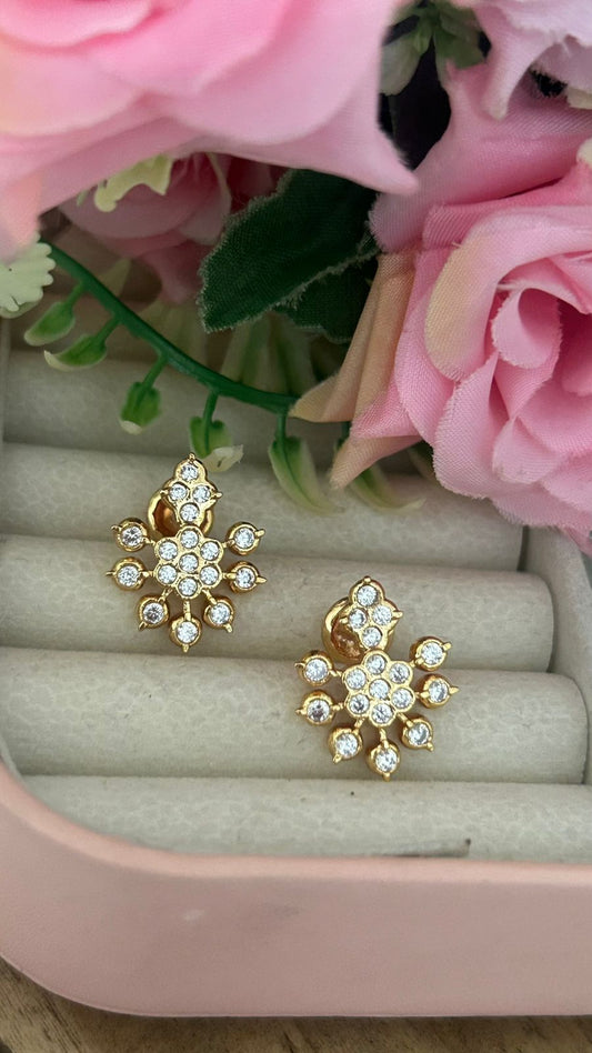 Ethnic Floral Panchaloha Stone Stud Earrings – Traditional Design