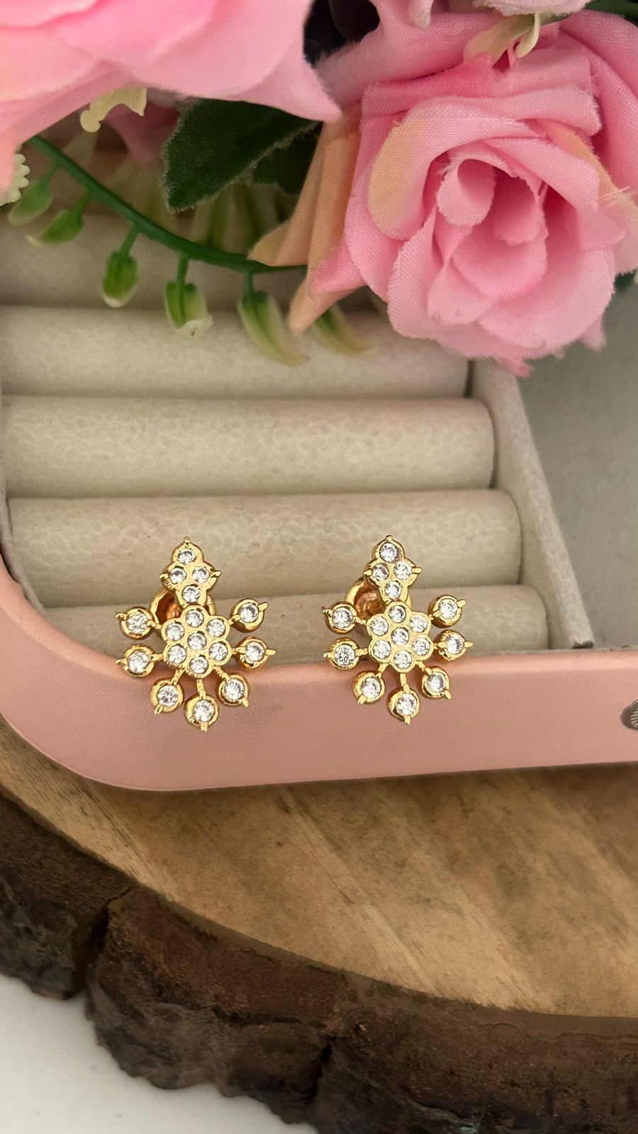 Ethnic Floral Panchaloha Stone Stud Earrings – Traditional Design
