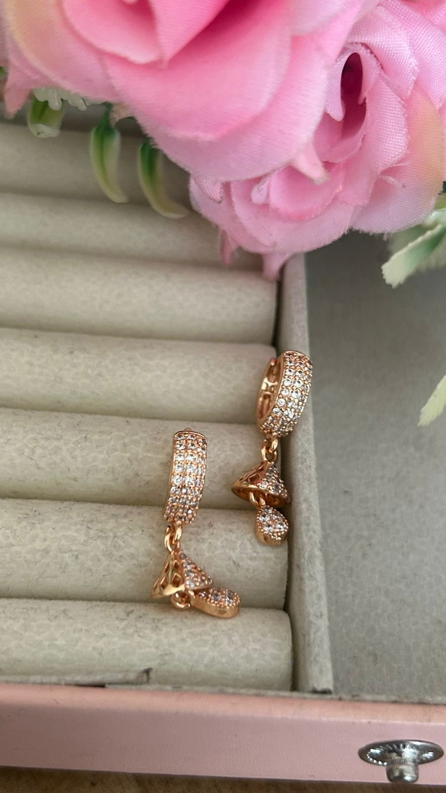 CZ Bali Earrings with Mini Jhumka Dangler