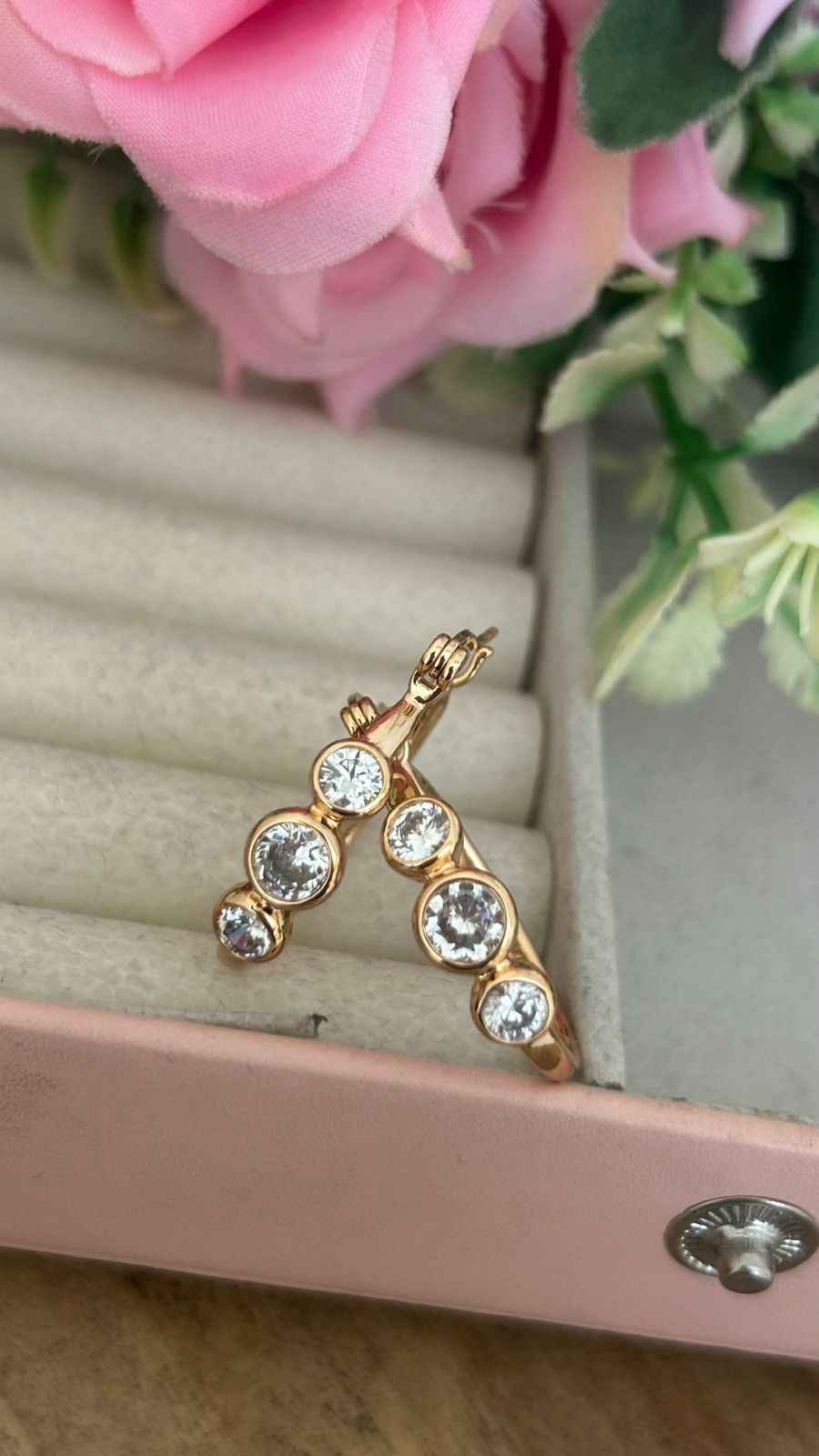 Elegant CZ Round Stone Bali Earrings – Gold Finish