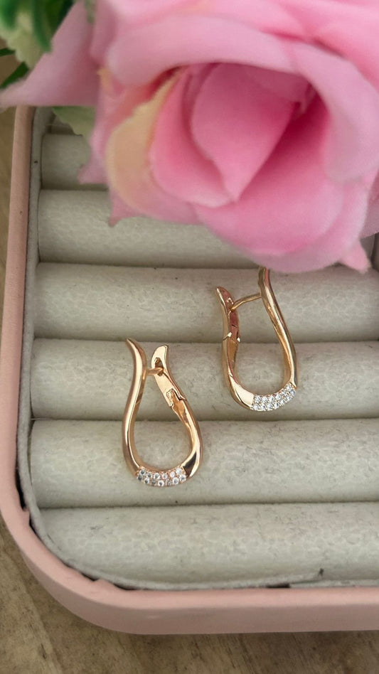 Elegant Teardrop-Shape CZ Bali Earrings with Gold Finish