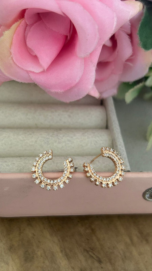 Party Wear CZ Stud Earrings with Push Back Closure