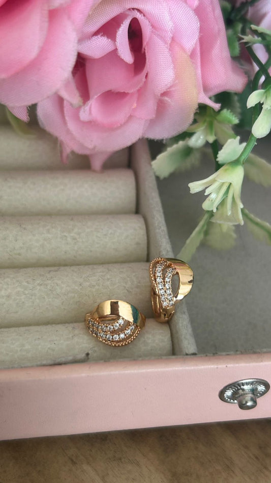 Modern Wave Design CZ Bali Earrings