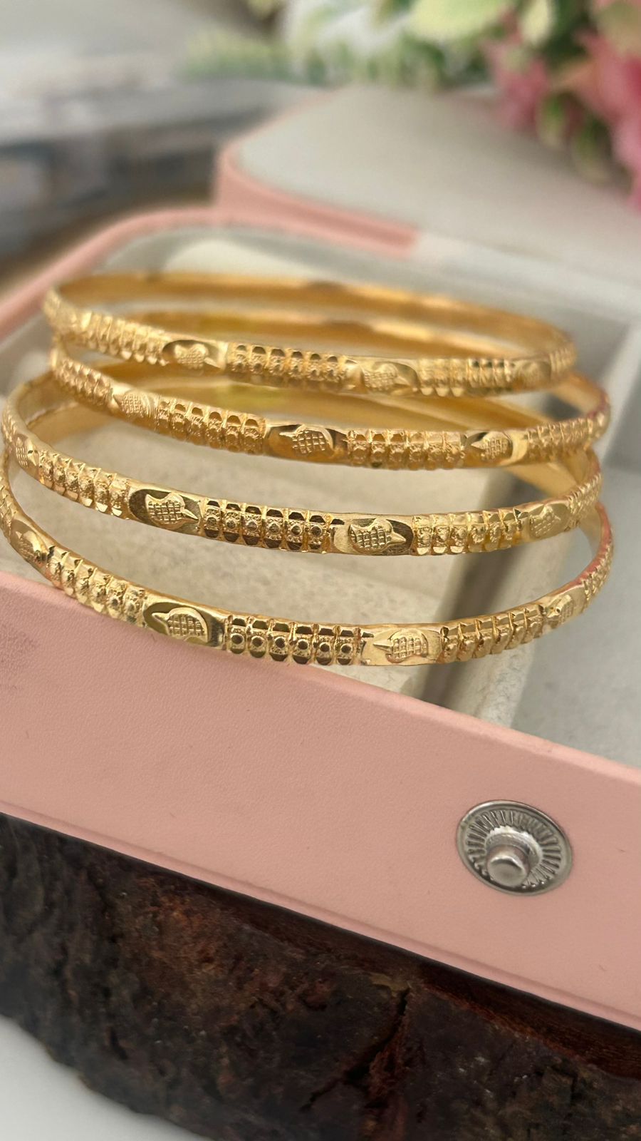 Traditional Unpolished Panchaloham Bangles | Classic Temple Style – 4 Bangles