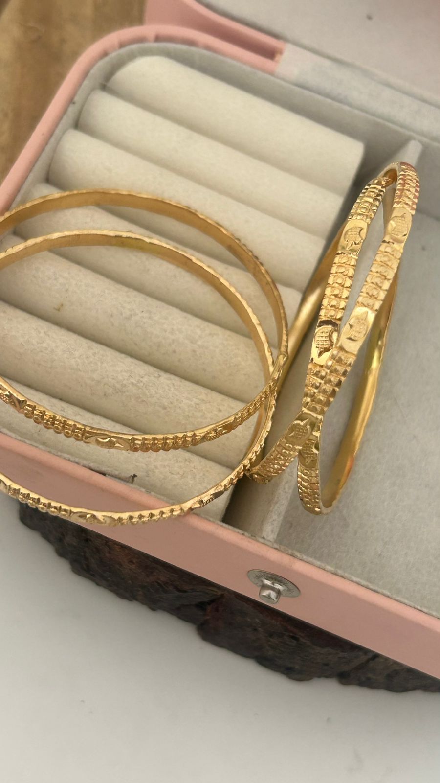 Traditional Unpolished Panchaloham Bangles | Classic Temple Style – 4 Bangles