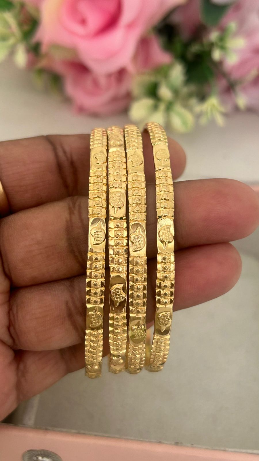 Traditional Unpolished Panchaloham Bangles | Classic Temple Style – 4 Bangles