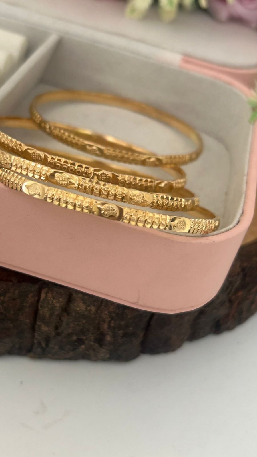 Traditional Unpolished Panchaloham Bangles | Classic Temple Style – 4 Bangles