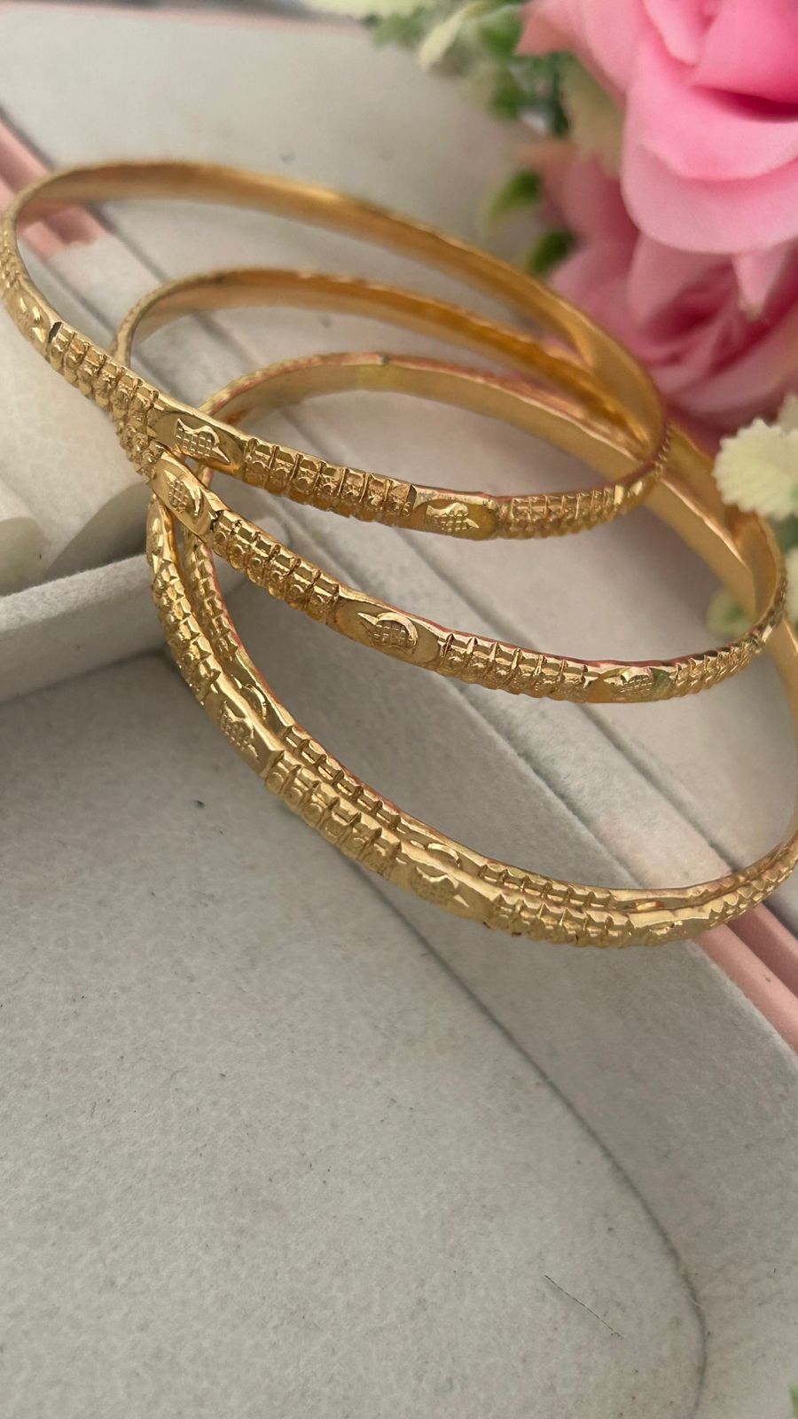 Traditional Unpolished Panchaloham Bangles | Classic Temple Style – 4 Bangles