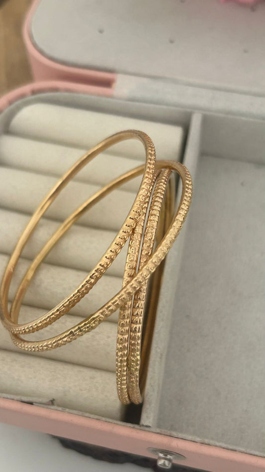 Unpolished Panchaloham Textured Bangles – Set of 4 | Antique Traditional Finish