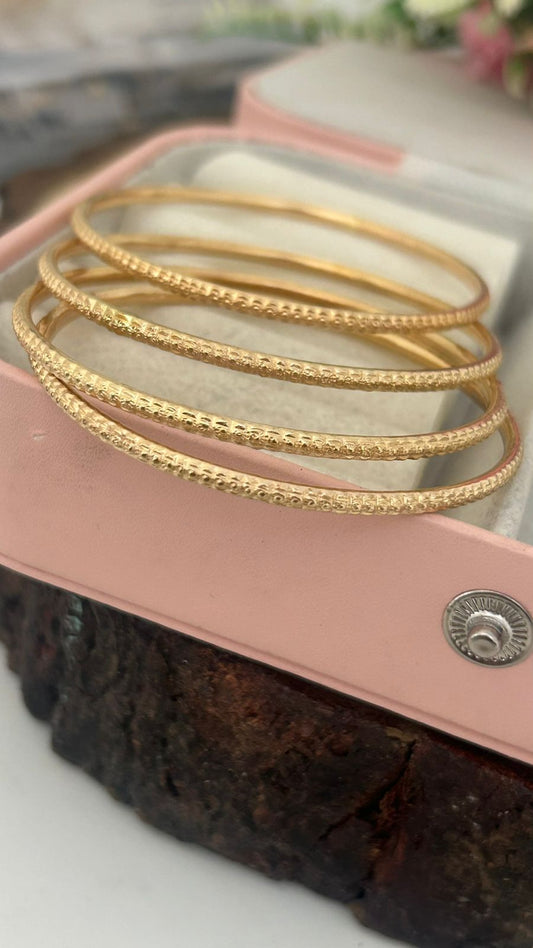 Unpolished Panchaloham Textured Bangles – Set of 4 | Antique Traditional Finish