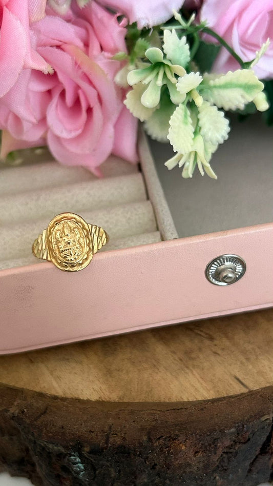 Divine Lakshmi Devi Panchaloha Ring with Traditional Side Diy Cut Design
