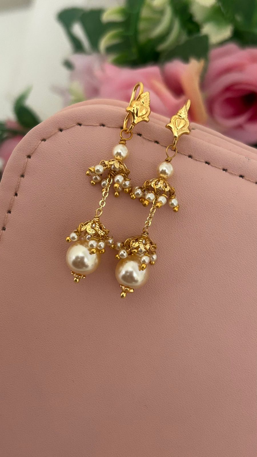 Pearl Beaded String Jhumka Earrings – Ethnic Party Jewellery