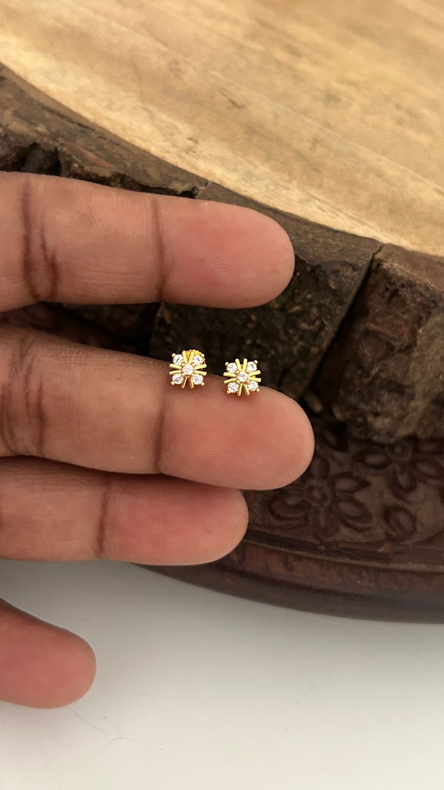 Tiny Flower Stud Earrings – Minimal Nose Pin Size Gold Plated Studs