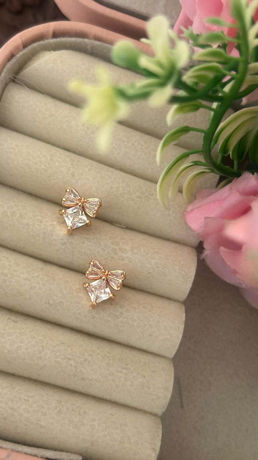 Cute Bow CZ Stud Earrings – Dainty Crystal Bow Daily Wear Earrings