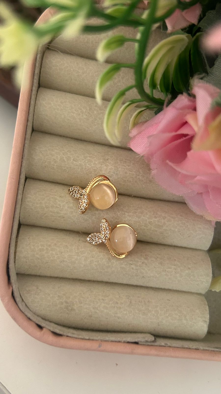 Designer Butterfly CZ Earrings with Round Stone – Trendy Fashion Studs