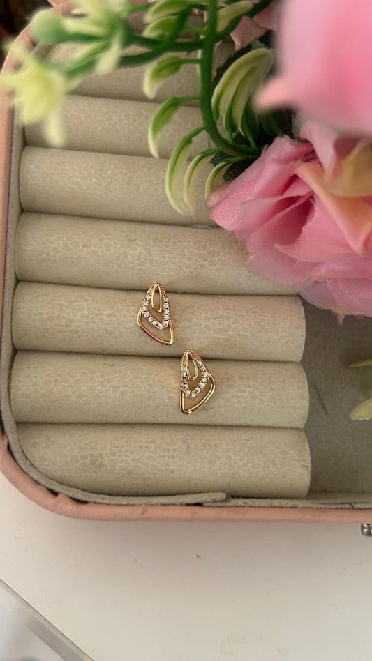 Modern Geometric Cubic Zirconia Triangle Stud Earrings – Gold Plated Fashion Jewellery