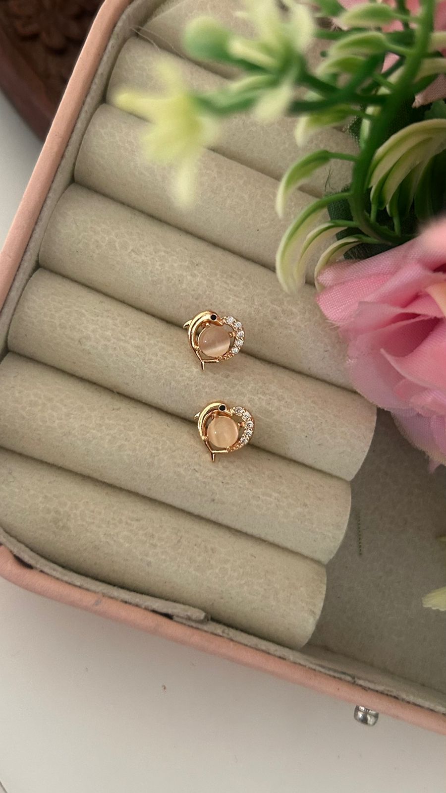 Dolphin Style CZ Crystal Earrings – Elegant Stone Fashion Studs