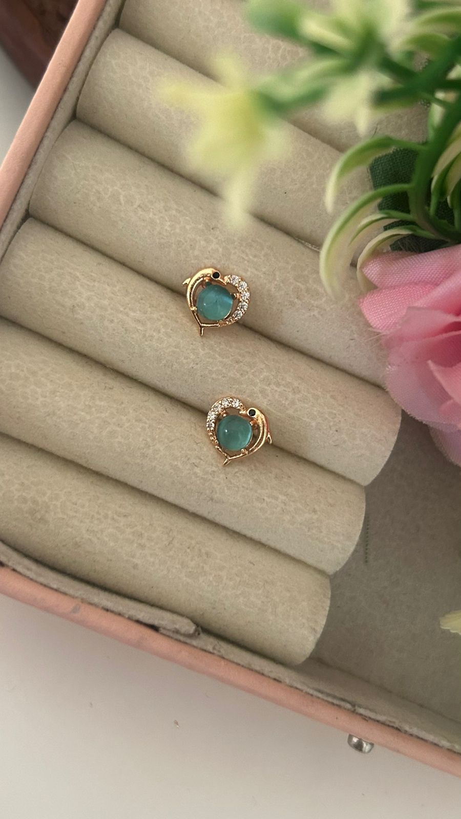 Dolphin Style CZ Crystal Earrings – Elegant Stone Fashion Studs