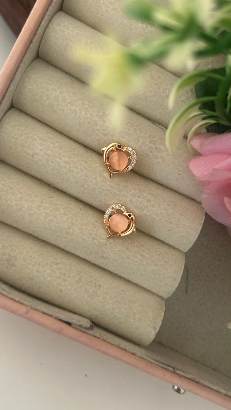 Dolphin Style CZ Crystal Earrings – Elegant Stone Fashion Studs