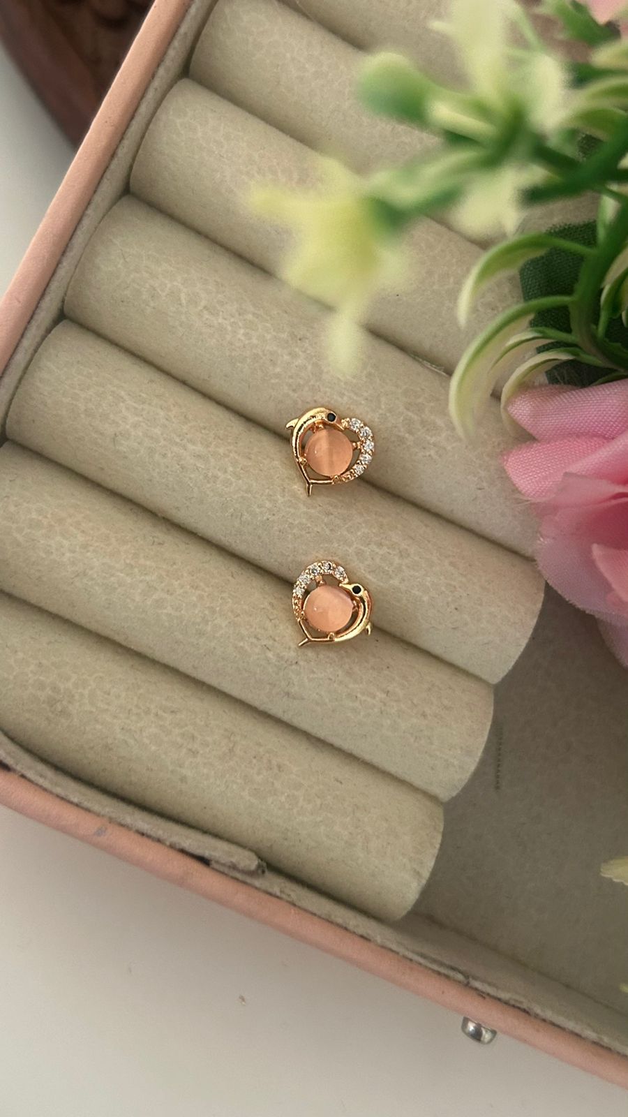 Dolphin Style CZ Crystal Earrings – Elegant Stone Fashion Studs