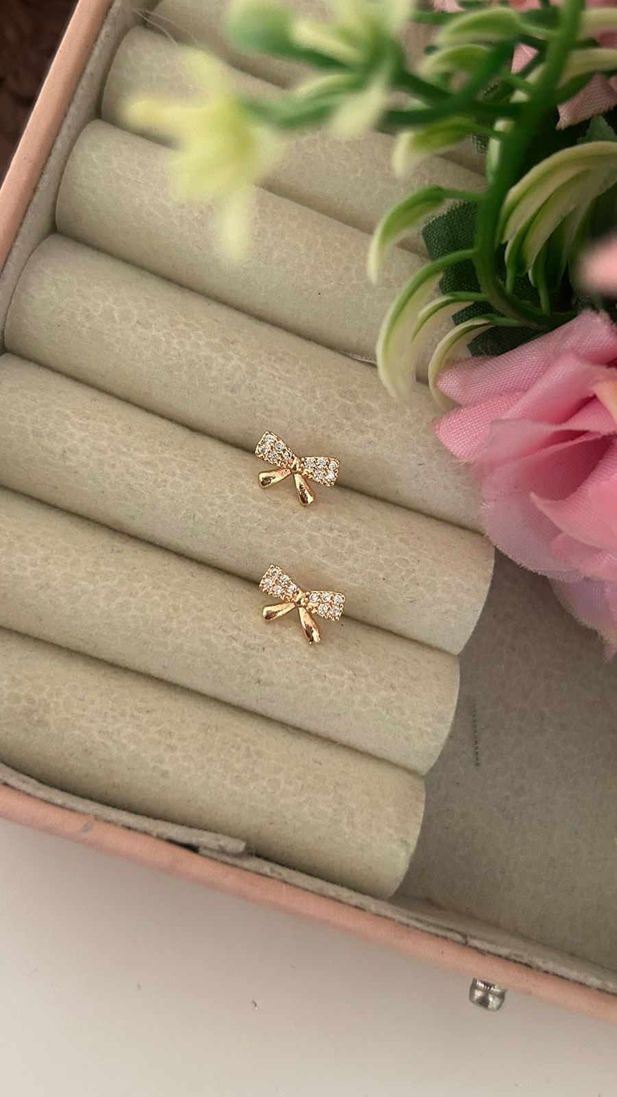 Sparkling Bow Knot CZ Earrings – Gold Plated Daily Wear Jewellery