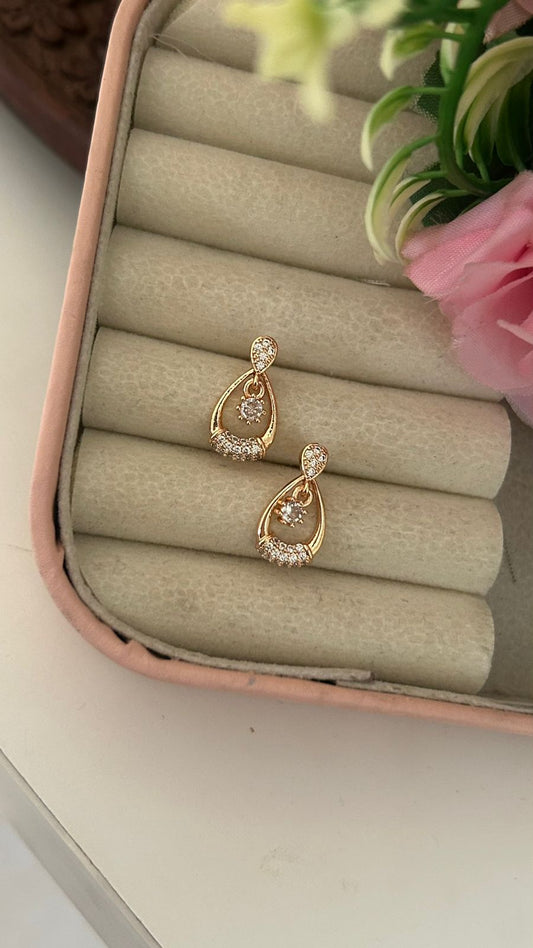 Elegant Teardrop Cubic Zirconia Drop Earrings – Gold Plated Crystal Jewellery