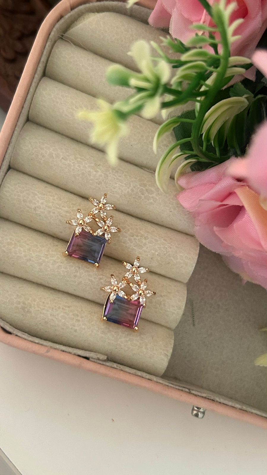 Luxury Floral CZ Drop Earrings – Crystal Fashion Jewellery