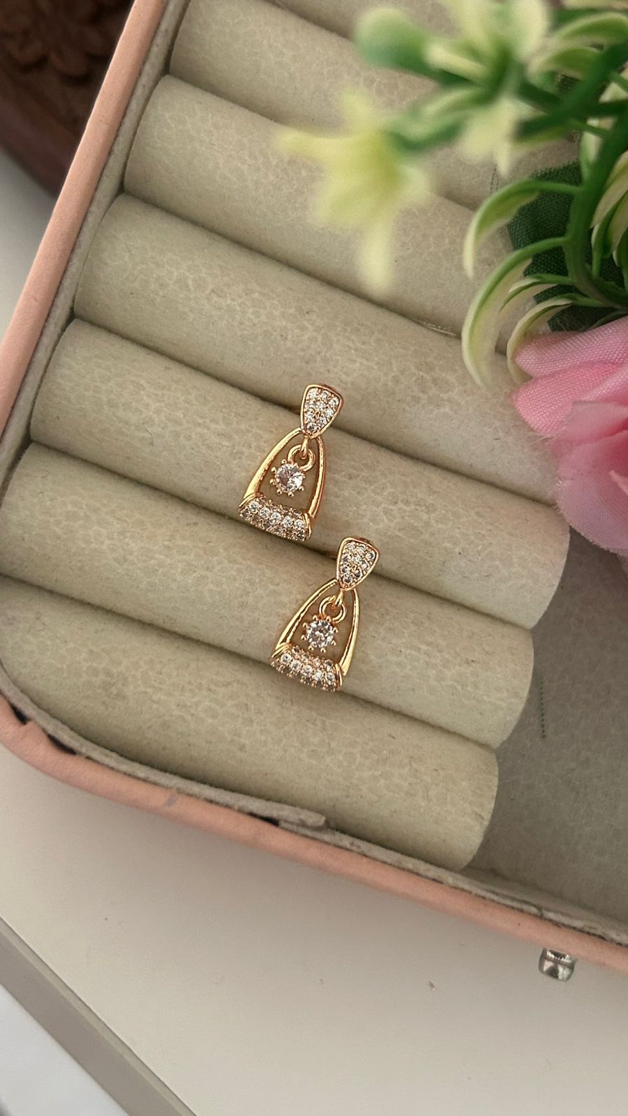 Minimal Crystal Drop Studs – Small Elegant Daily Wear Earrings