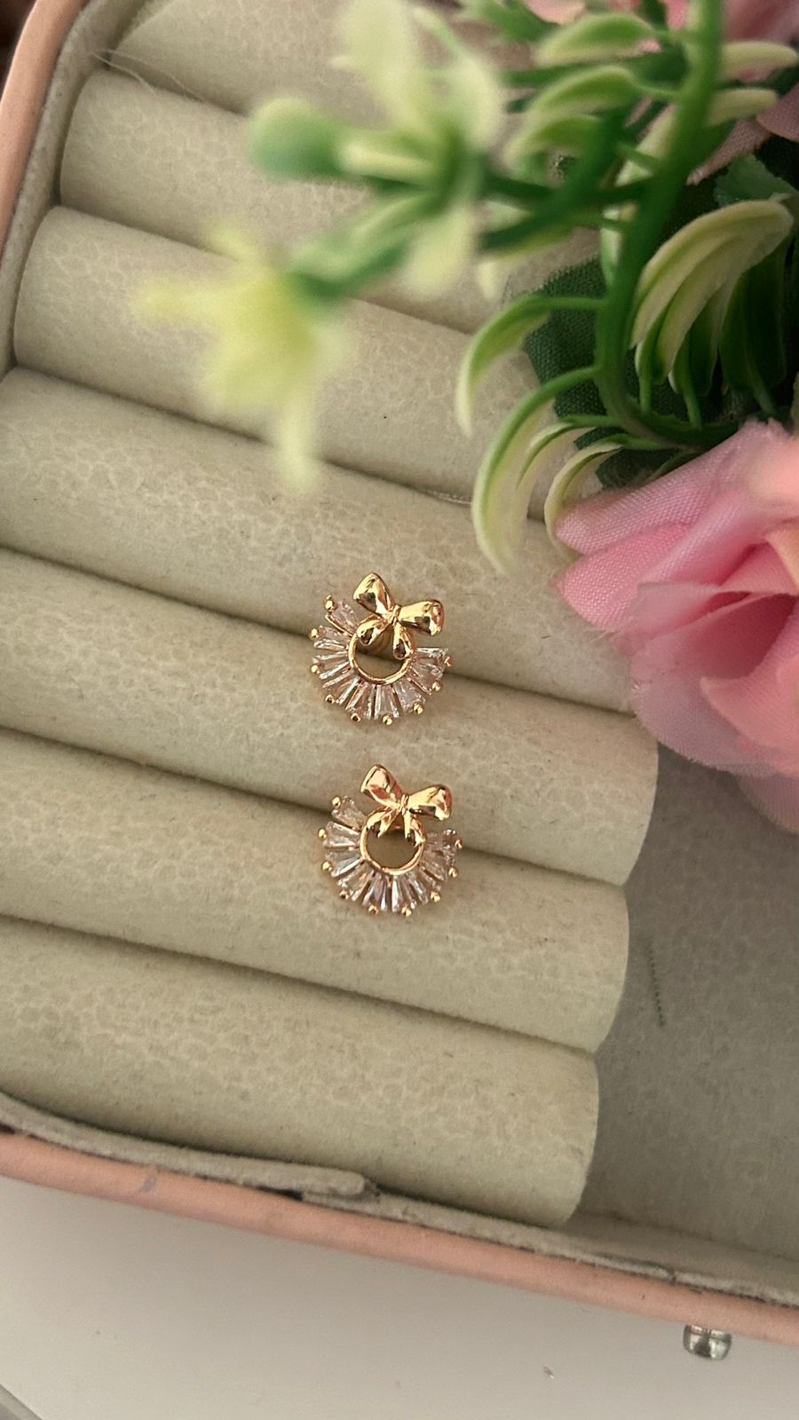 Micro Bow Crystal Studs – Small Cute Earrings for Women