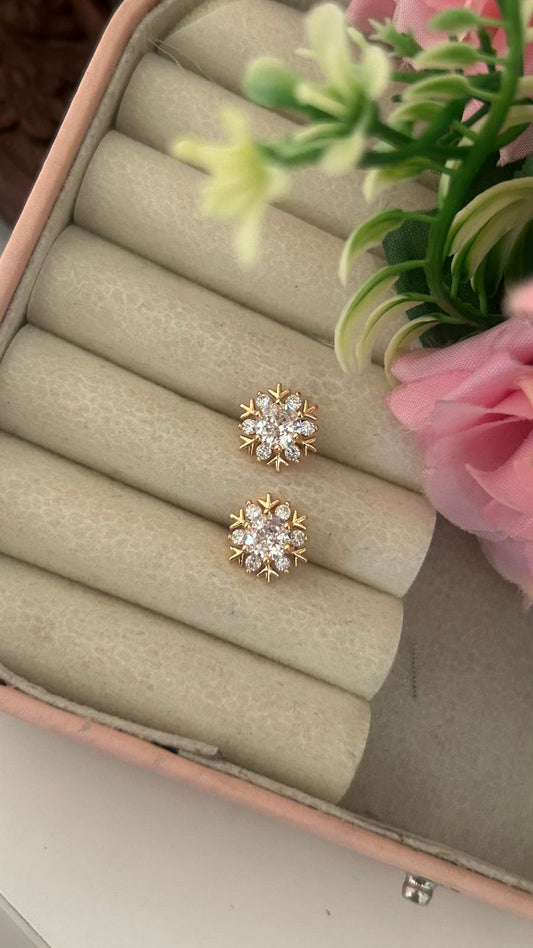 Micro Flower Sparkle Stud Earrings – Small Minimal Earrings