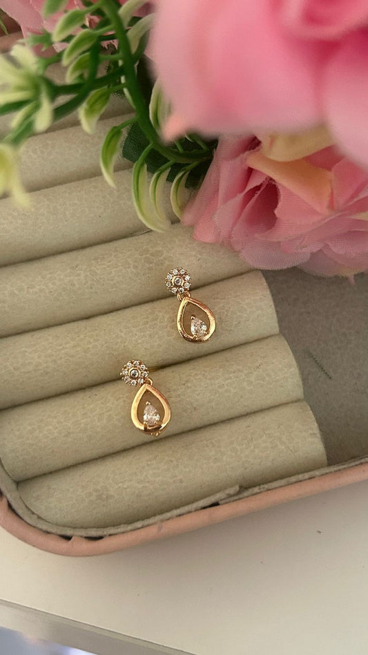 Elegant Teardrop Cubic Zirconia Drop Earrings – Gold Plated Floral Crystal Jewellery