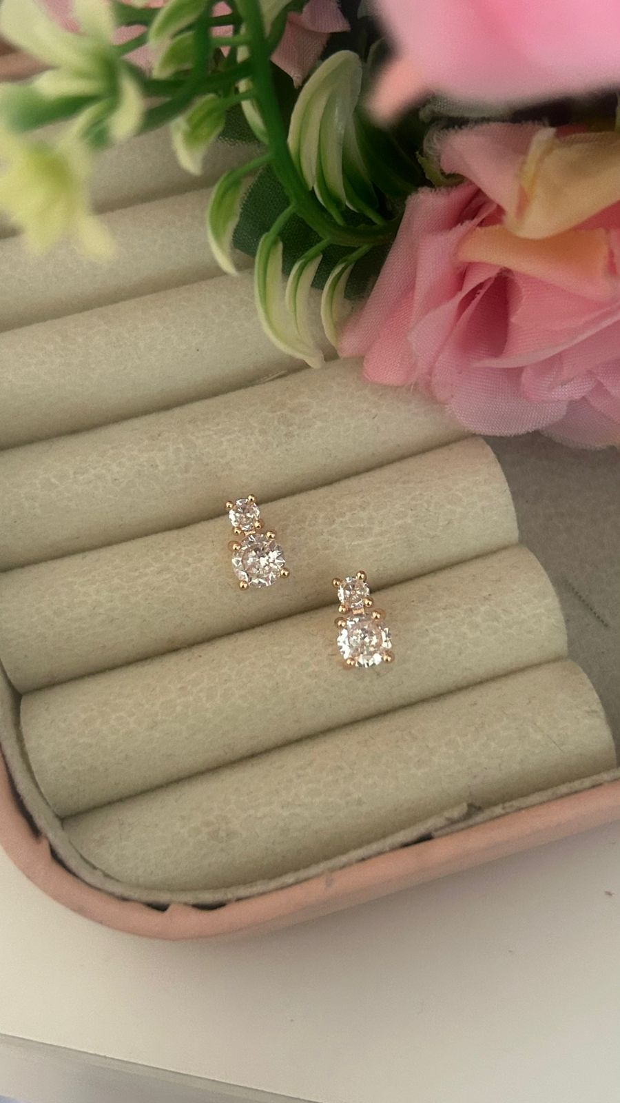 Minimal Double Stone Cubic Zirconia Drop Earrings – Gold Plated Elegant Jewellery