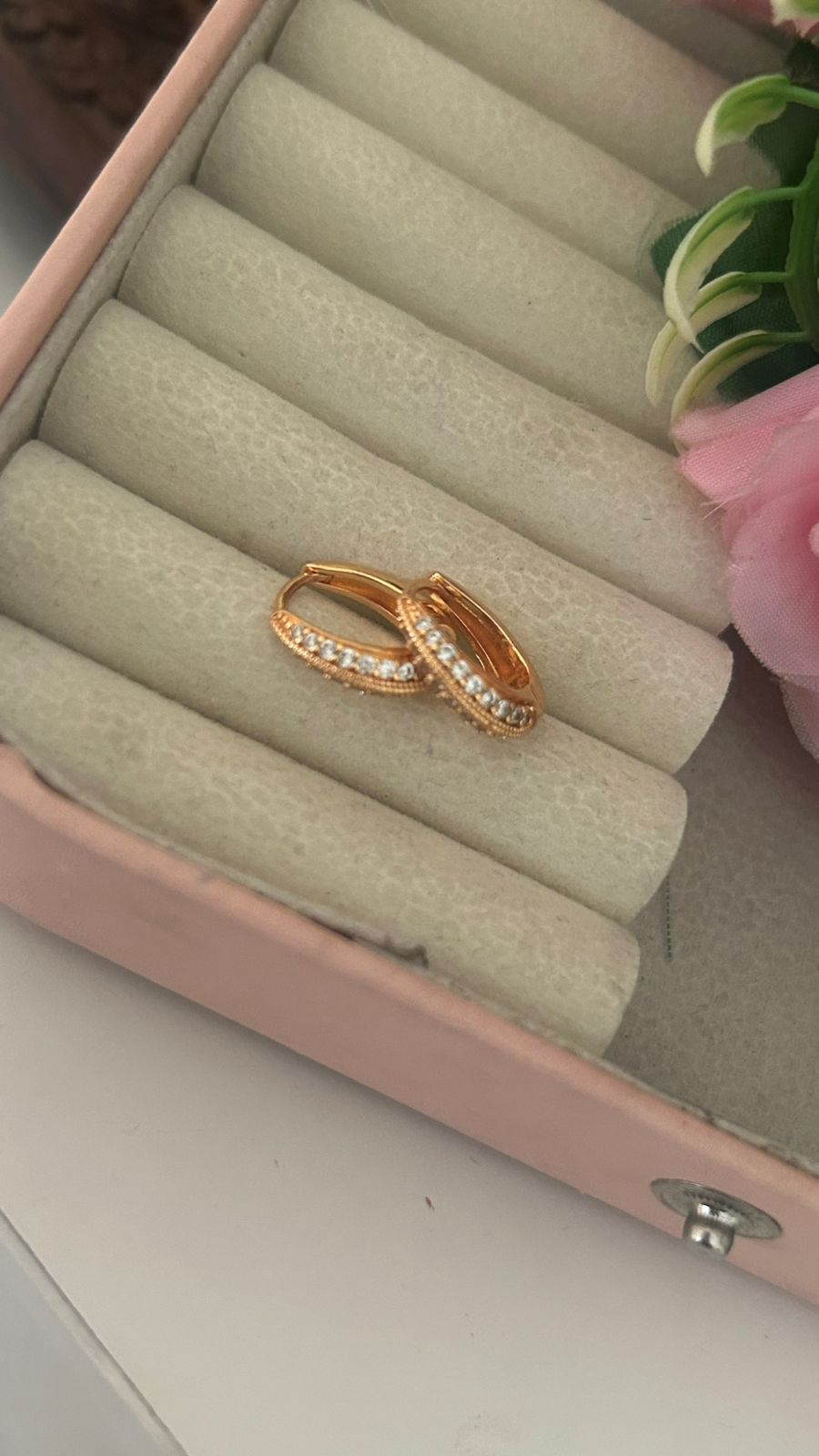 Trendy Gold Tone Cubic Zirconia Bali Earrings – Elegant Fashion Hoops