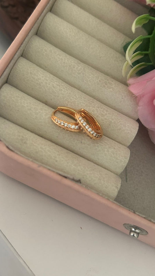 Trendy Gold Tone Cubic Zirconia Bali Earrings – Elegant Fashion Hoops