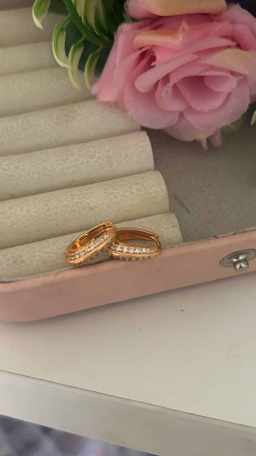 Trendy Gold Tone Cubic Zirconia Bali Earrings – Elegant Fashion Hoops